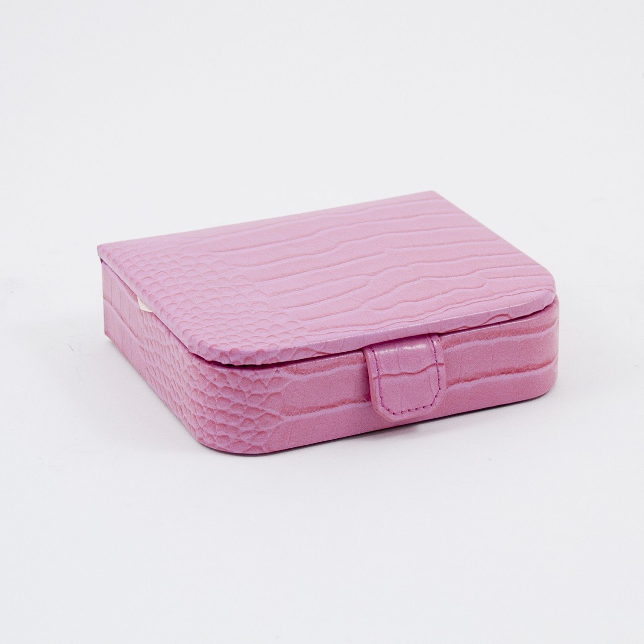 Bey-Berk Pink "Croco" Leather Jewelry Case