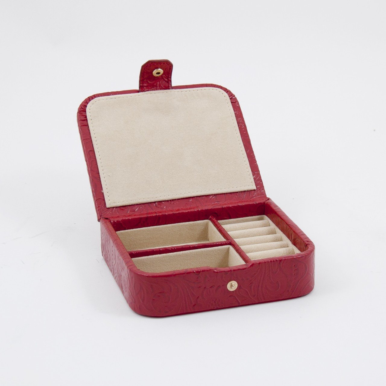 Bey-Berk Red Flower Leather Jewelry Case