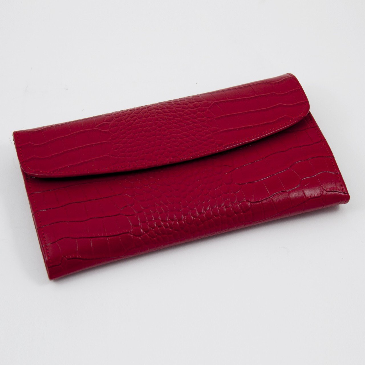 Bey-Berk Red "Croco" Leather Jewelry Clutch