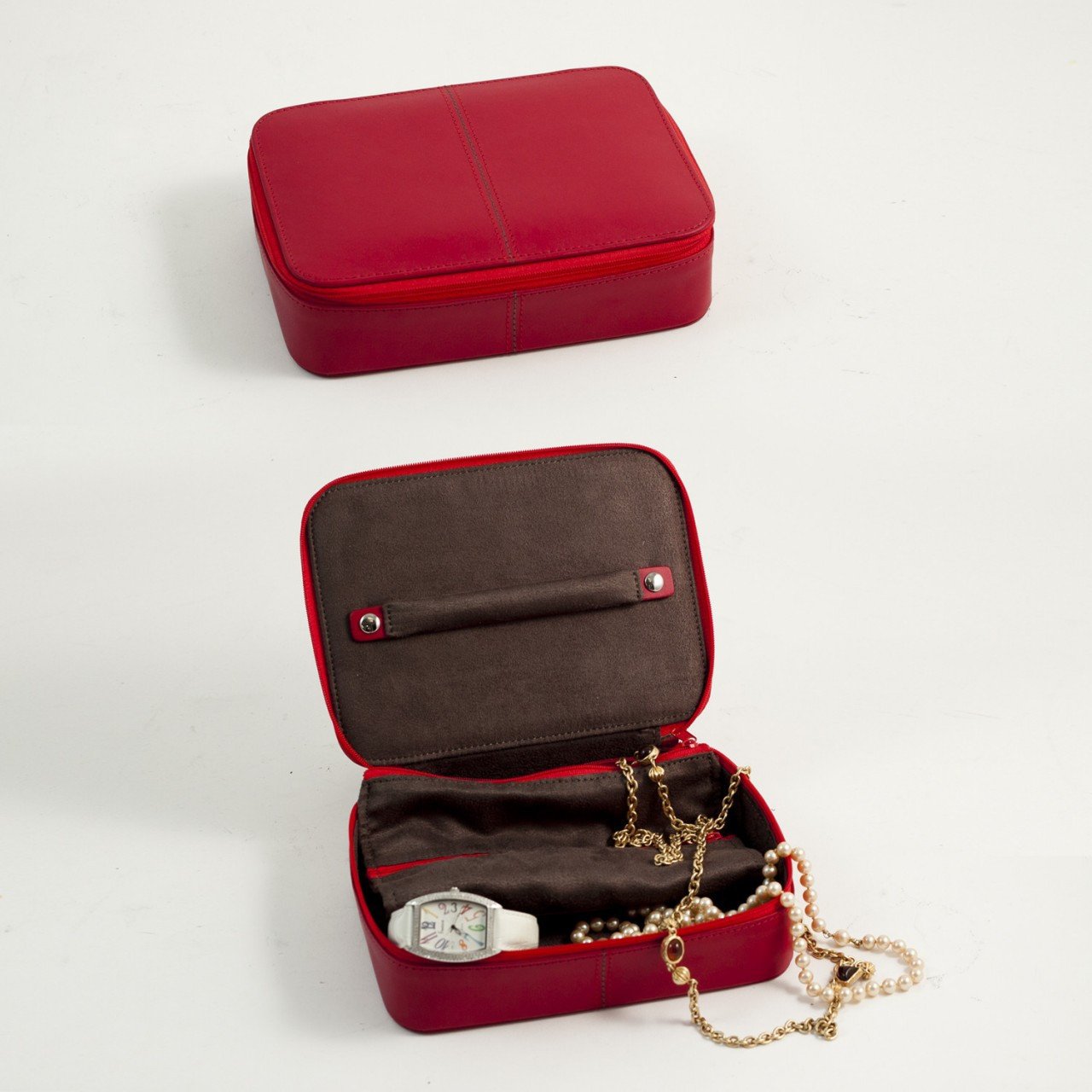 Bey-Berk Red Leather Jewelry Box