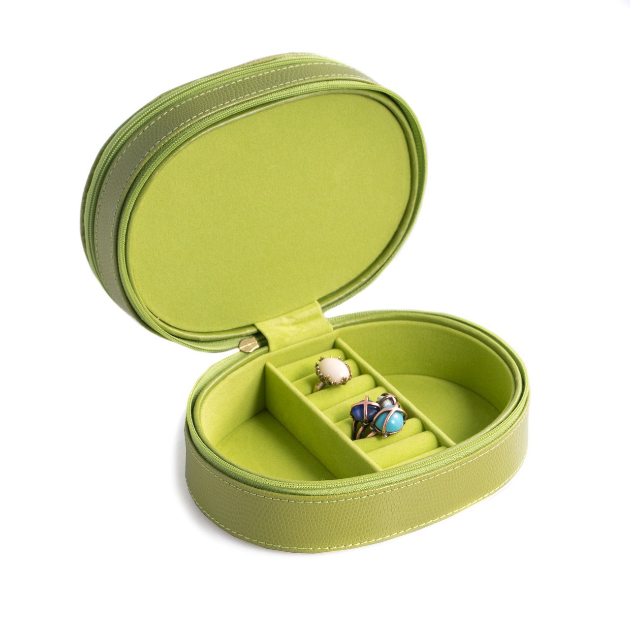 Bey-Berk Lime "Lizard" Leather Jewelry Case