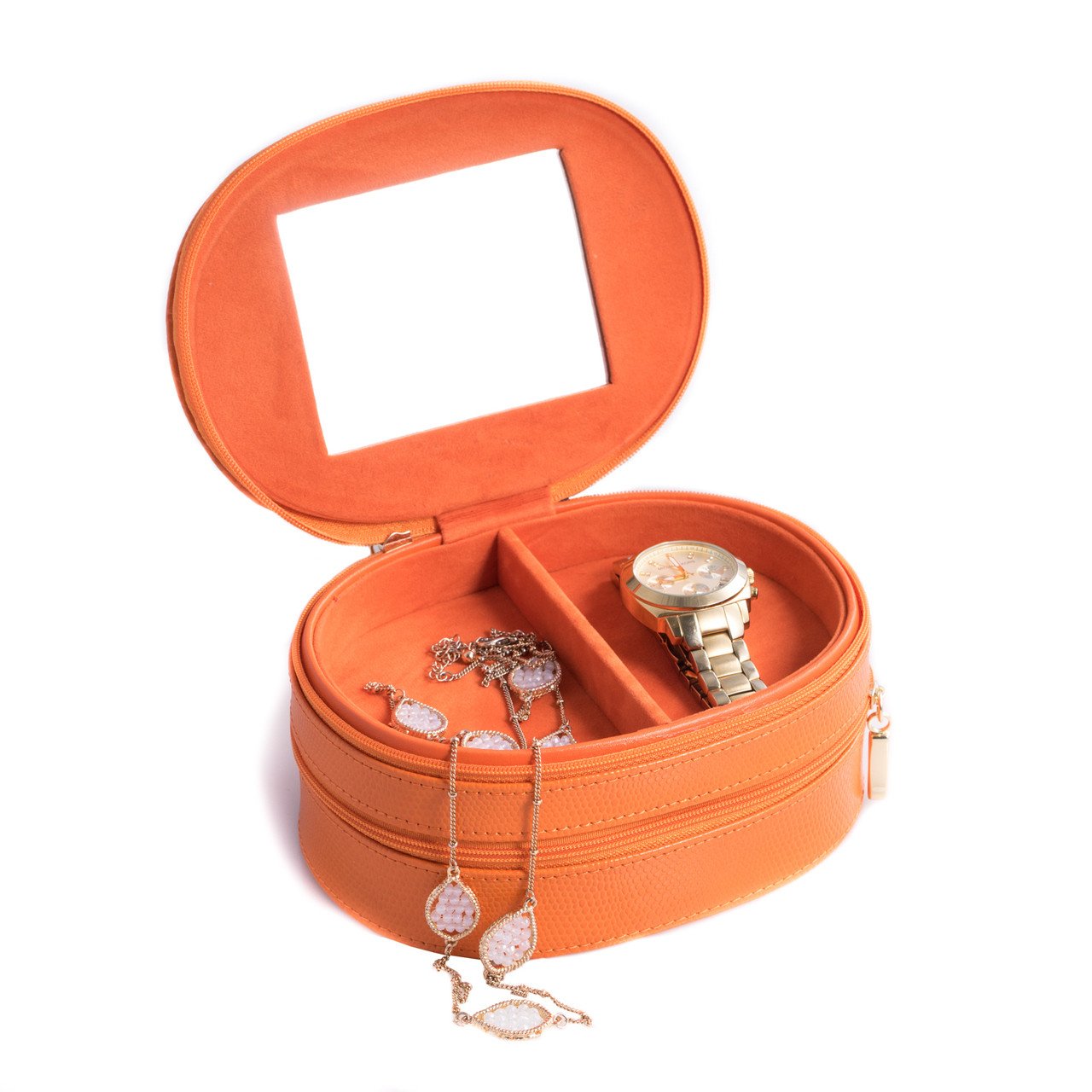 Bey-Berk Orange "Lizard" Leather Jewelry Case