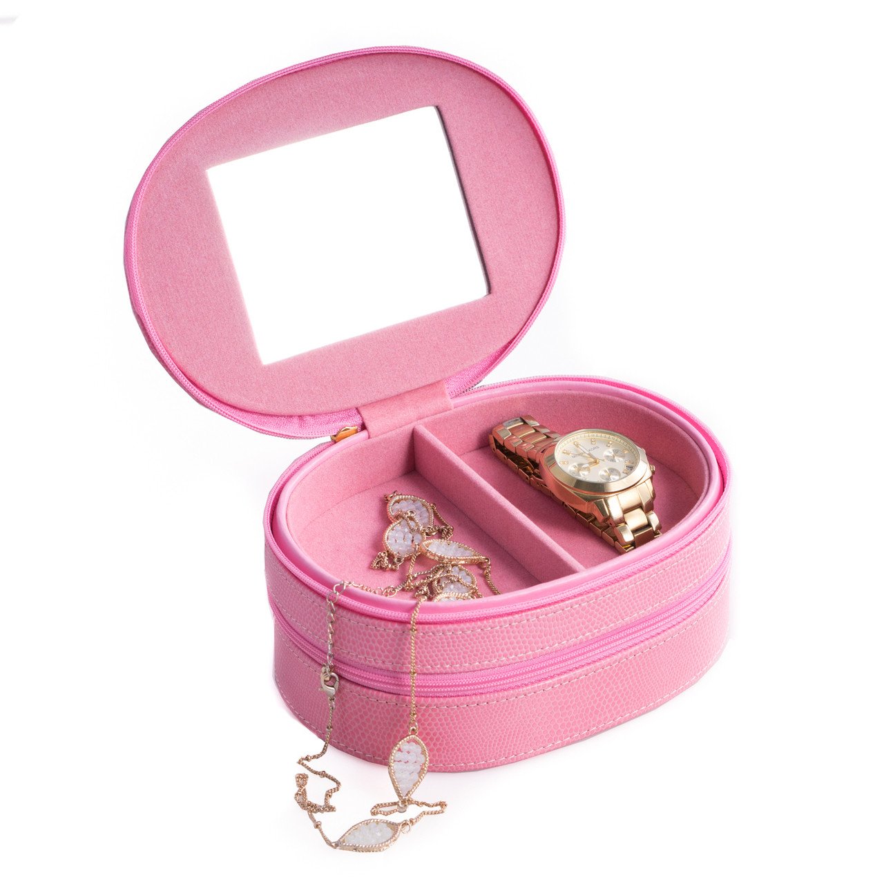 Bey-Berk Pink "Lizard" Leather Jewelry Case