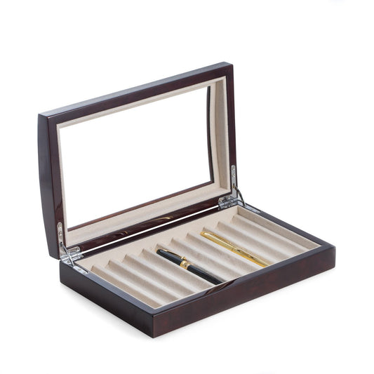 Bey-Berk Lacquered "Burl" Wood 10 Pen Box