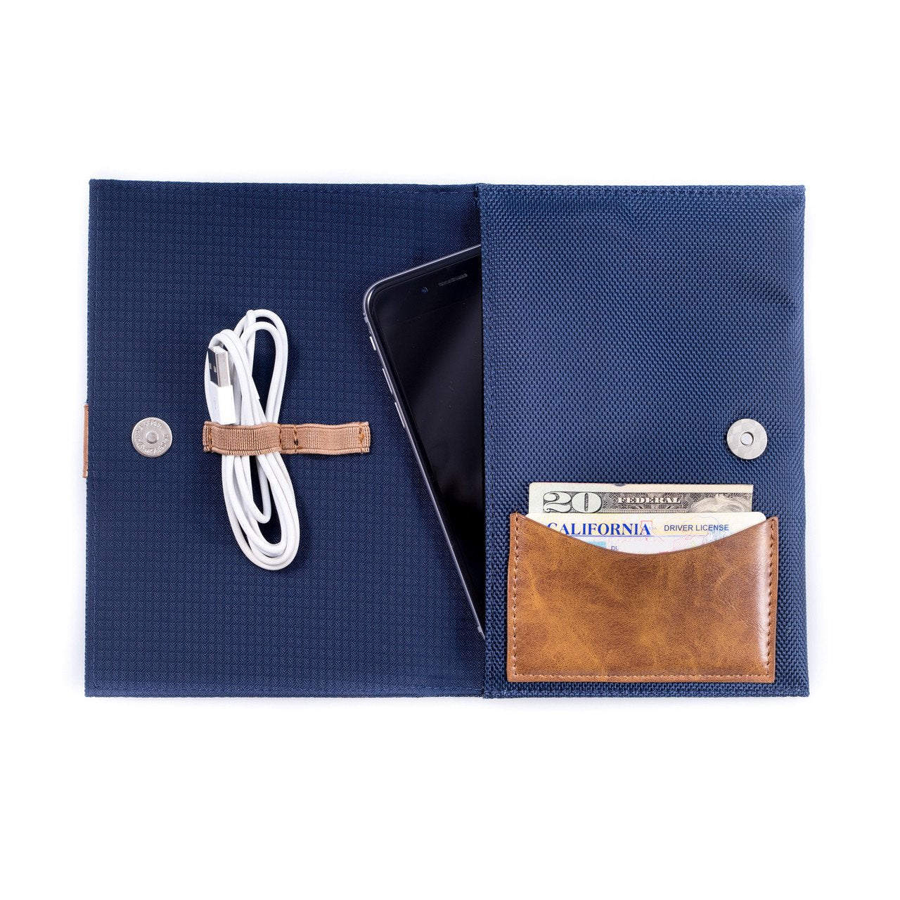 Bey-Berk Blue Ballistic Nylon Travel Charger Case Pouch