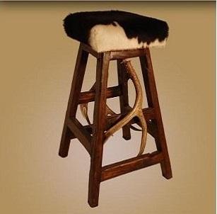 Antlerworx Cowhide Barstool w/ Antler (BS-1)