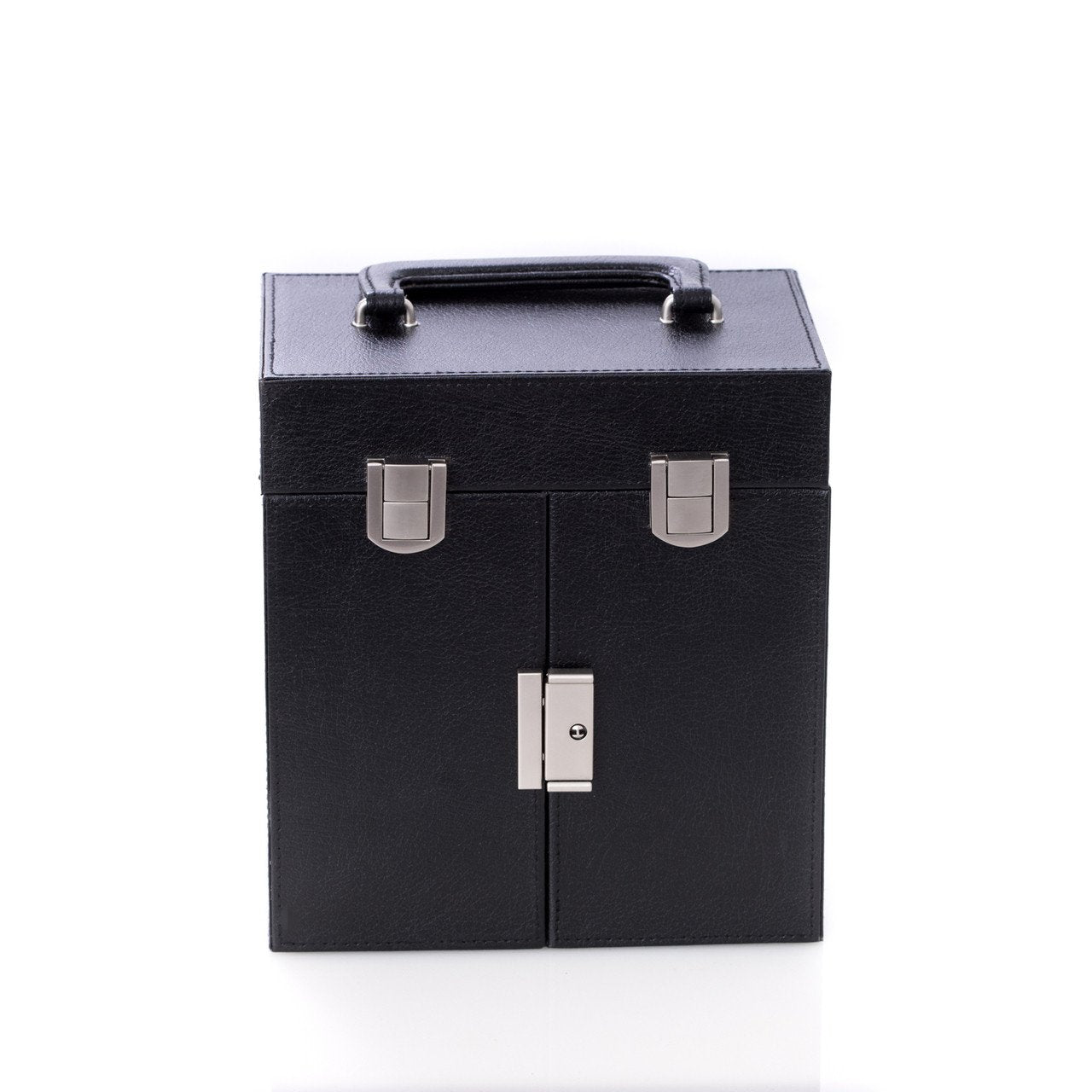 Bey-Berk Stainless Steel Bar Set w/ Black Locking Leather Carrying Case