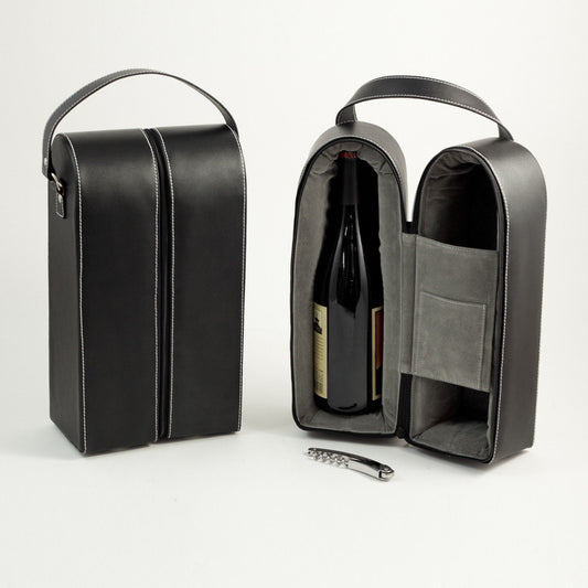 Bey-Berk Leather Wine Caddy for Two Bottles