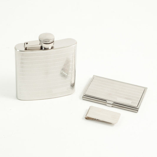 Bey-Berk 3 Piece set w/ Flask, Card Case & Money Clip