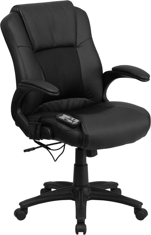 Flash Furniture Massaging Black Leather Executive Swivel Office Chair