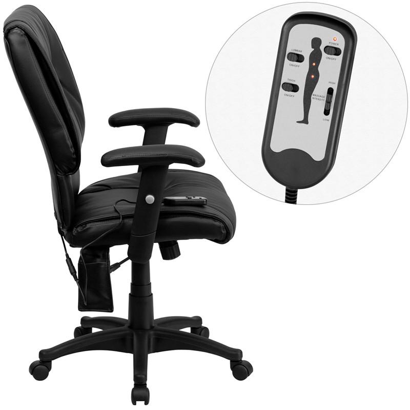 Flash Furniture Mid-Back Massaging Black Leather Executive Swivel Office Chair