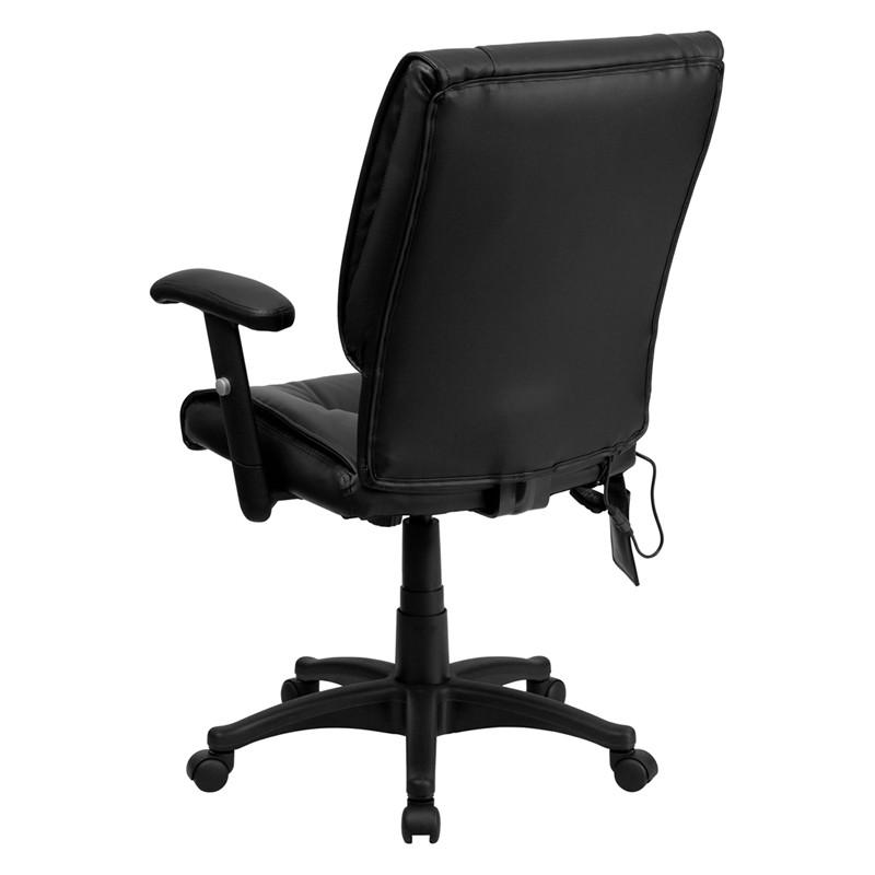 Flash Furniture Mid-Back Massaging Black Leather Executive Swivel Office Chair