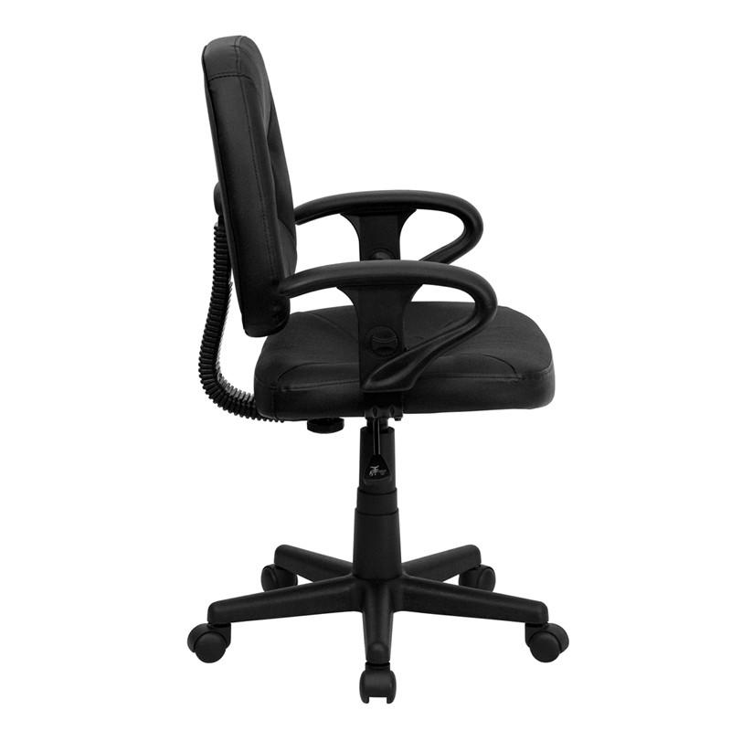 Flash Furniture Mid-Back Black Leather Ergonomic Swivel Task Chair With Height Adjustable Arms