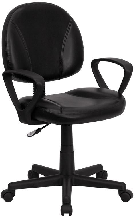 Flash Furniture Mid-Back Black Leather Ergonomic Swivel Task Chair With Arms