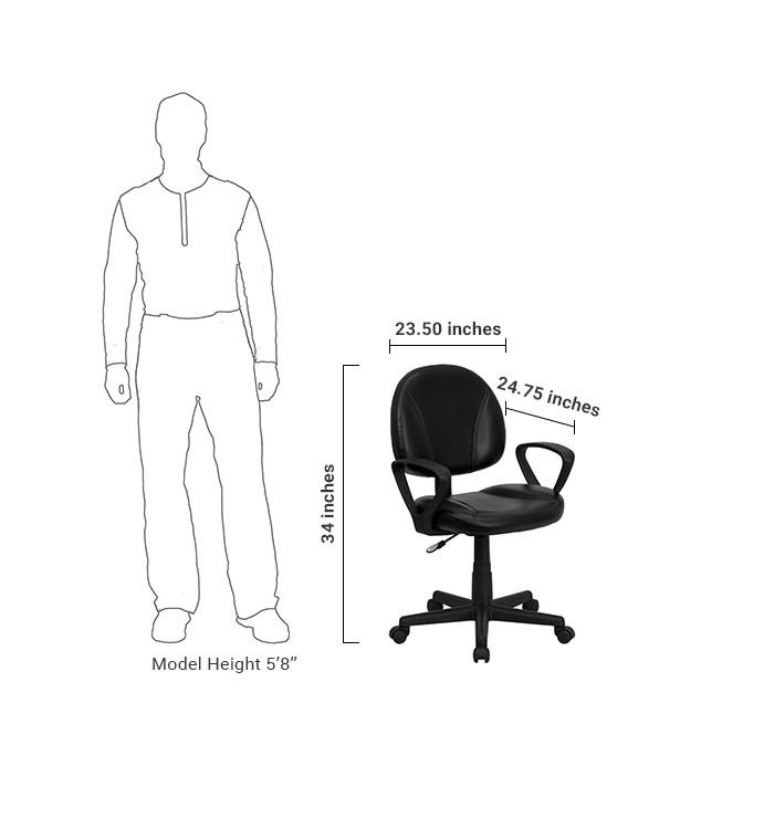 Flash Furniture Mid-Back Black Leather Ergonomic Swivel Task Chair With Arms