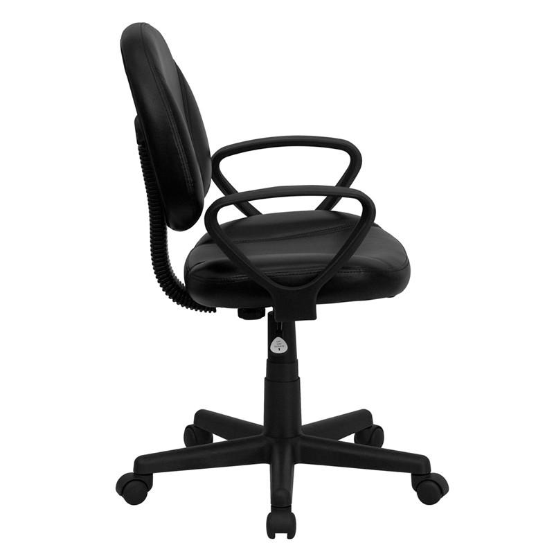 Flash Furniture Mid-Back Black Leather Ergonomic Swivel Task Chair With Arms