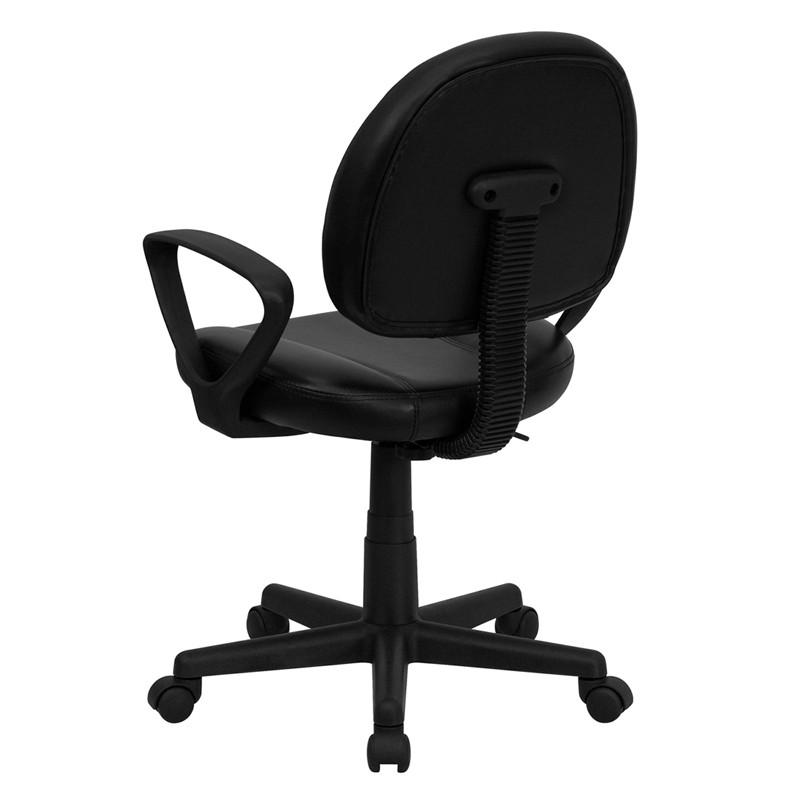 Flash Furniture Mid-Back Black Leather Ergonomic Swivel Task Chair With Arms