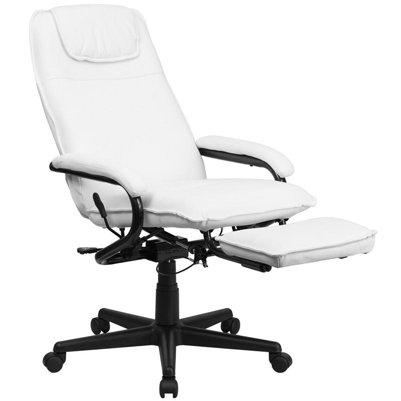 Flash Furniture High Back White Leather Executive Reclining Swivel Office Chair