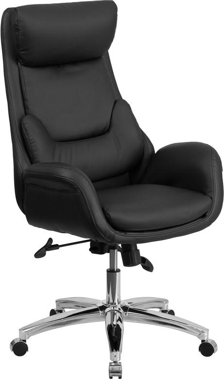 Flash Furniture High Back Black Leather Executive Swivel Office Chair With Lumbar Pillow