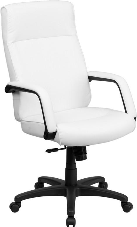 Flash Furniture High Back White Leather Executive Swivel Office Chair With Memory Foam Padding