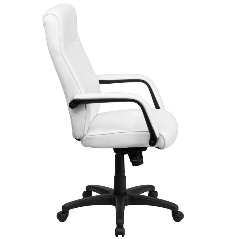 Flash Furniture High Back White Leather Executive Swivel Office Chair With Memory Foam Padding