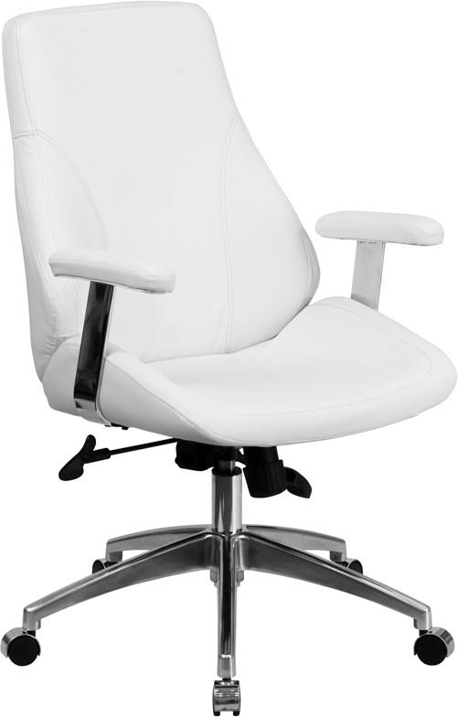 Flash Furniture Mid-Back White Leather Executive Swivel Office Chair