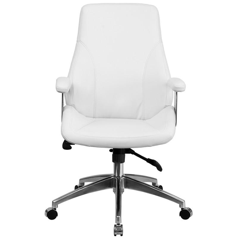 Flash Furniture Mid-Back White Leather Executive Swivel Office Chair