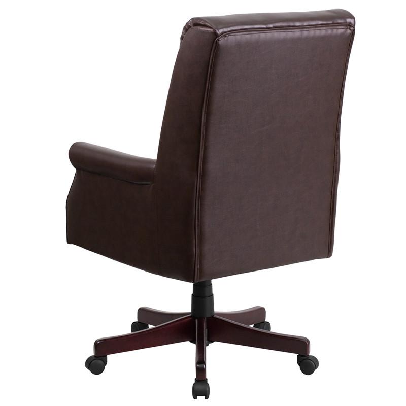Flash Furniture High Back Pillow Back Brown Leather Executive Swivel Office Chair