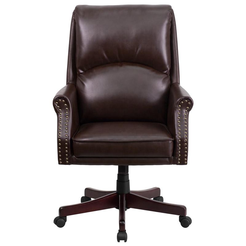 Flash Furniture High Back Pillow Back Brown Leather Executive Swivel Office Chair