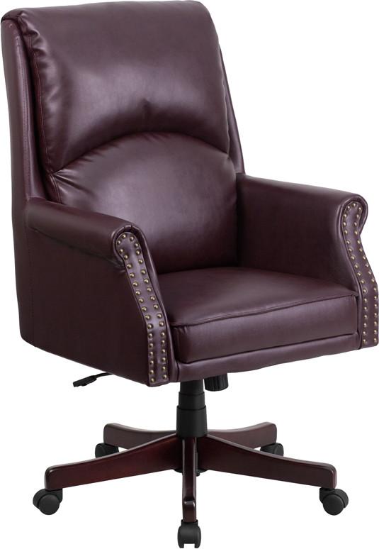 Flash Furniture High Back Pillow Back Burgundy Leather Executive Swivel Office Chair