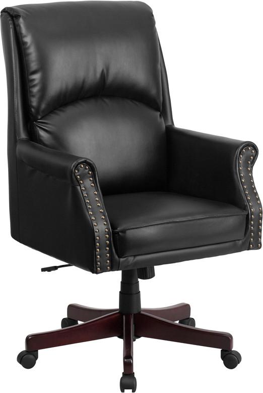 Flash Furniture High Back Pillow Back Black Leather Executive Swivel Office Chair