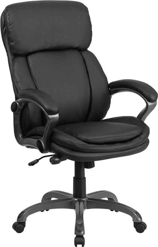 Flash Furniture High Back Black Leather Executive Swivel Office Chair With Lumbar Support Knob