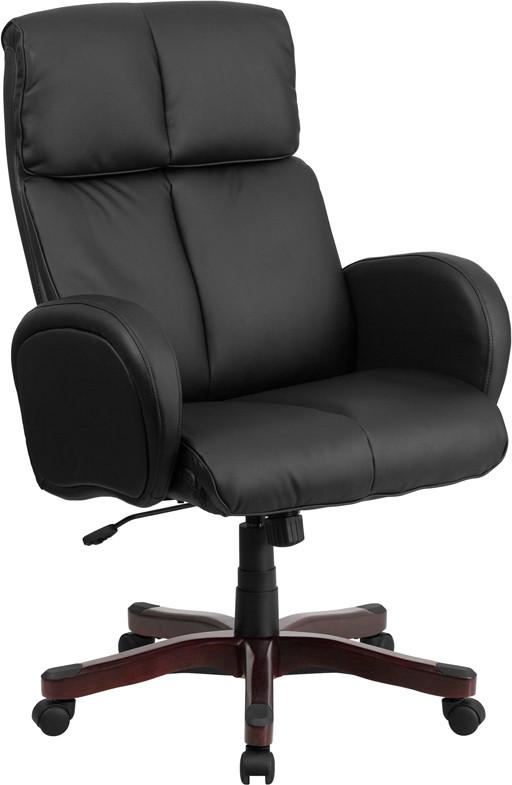 Flash Furniture High Back Black Leather Executive Swivel Office Chair With Fully Upholstered Arms