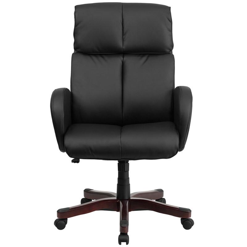 Flash Furniture High Back Black Leather Executive Swivel Office Chair With Fully Upholstered Arms