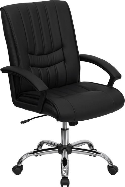 Flash Furniture Mid-Back Black Leather Swivel Manager'S Chair