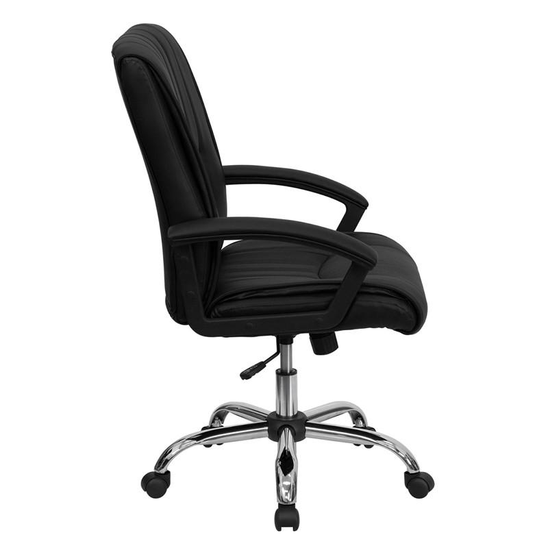 Flash Furniture Mid-Back Black Leather Swivel Manager'S Chair