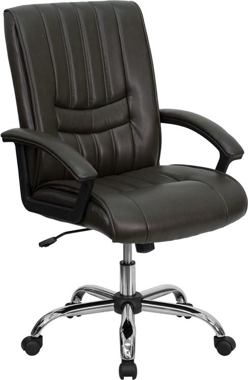 Flash Furniture Mid-Back Espresso Brown Leather Swivel Manager'S Chair