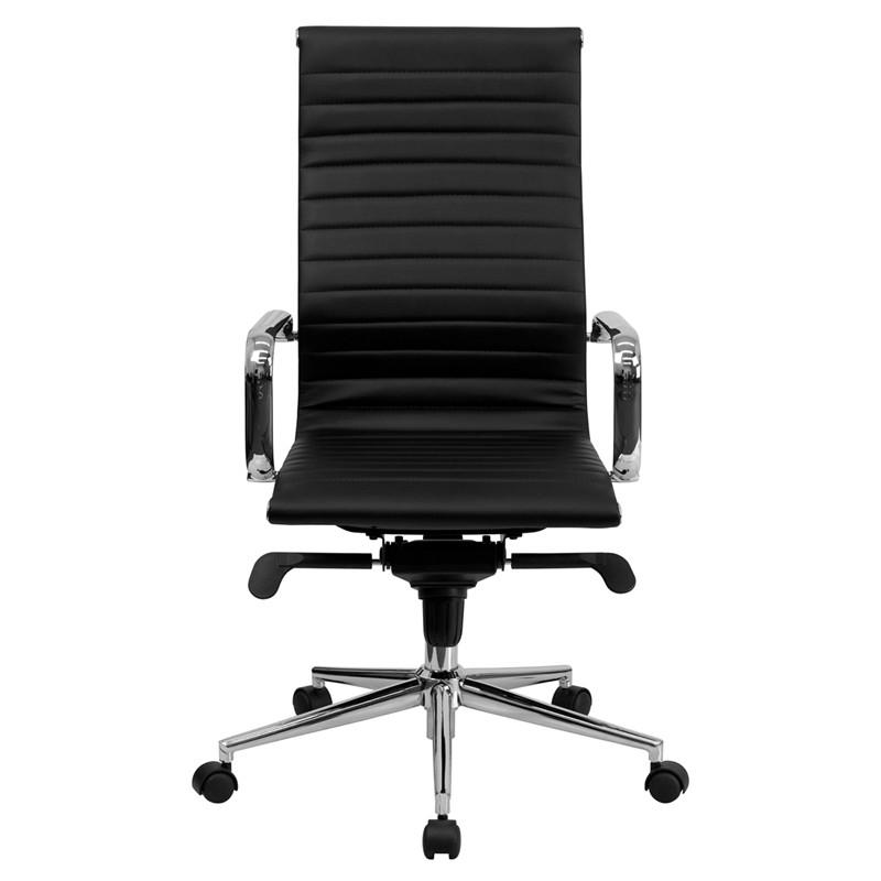 Flash Furniture High Back Black Ribbed Upholstered Leather Executive Swivel Office Chair
