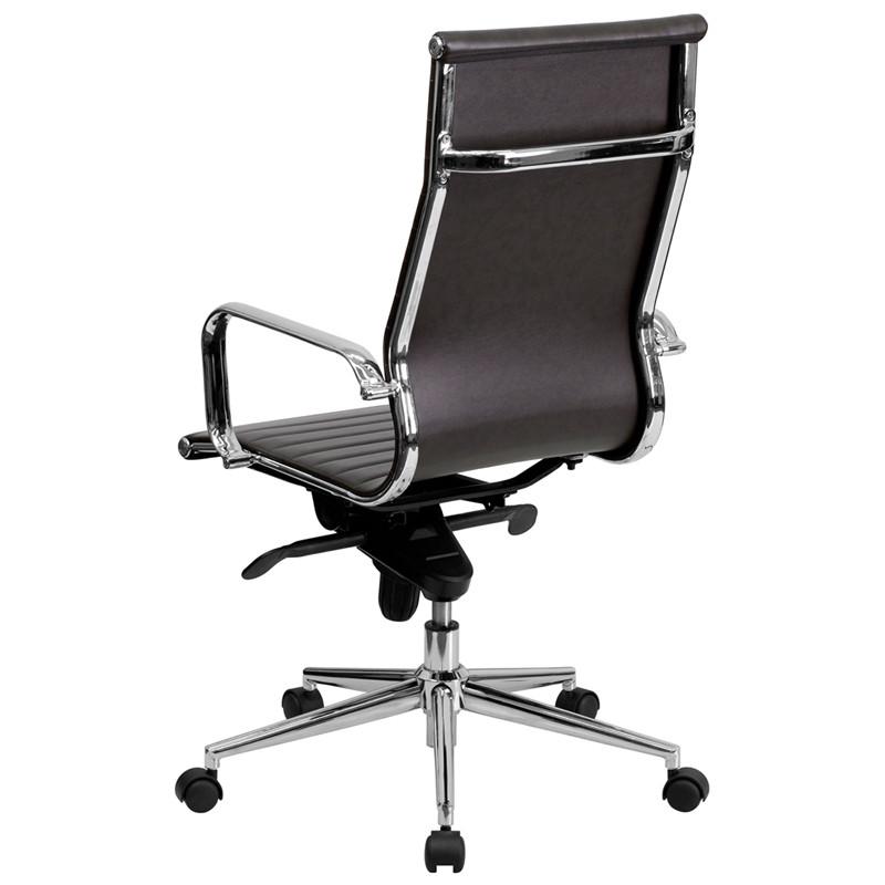 Flash Furniture High Back Brown Ribbed Upholstered Leather Executive Swivel Office Chair