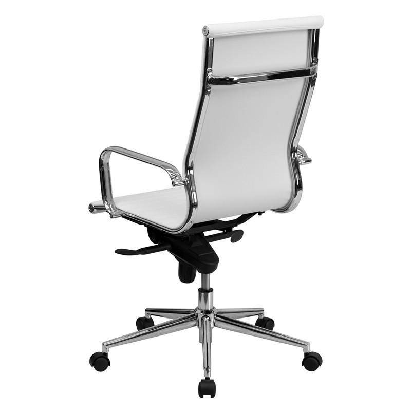 Flash Furniture High Back White Ribbed Upholstered Leather Executive Swivel Office Chair
