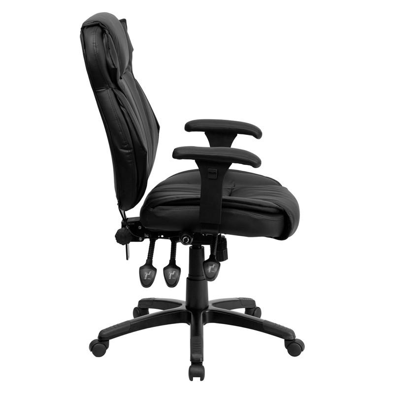 Flash Furniture High Back Black Leather Executive Swivel Office Chair With Triple Paddle Control And Lumbar Support Knob