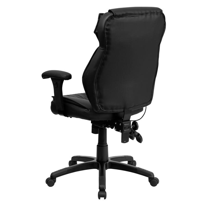 Flash Furniture High Back Black Leather Executive Swivel Office Chair With Triple Paddle Control And Lumbar Support Knob