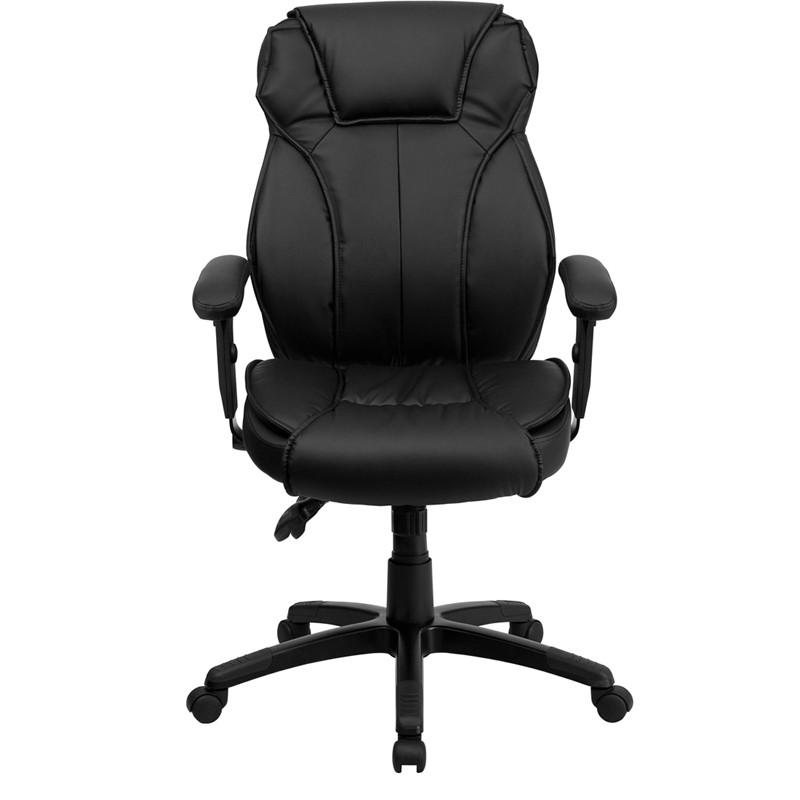 Flash Furniture High Back Black Leather Executive Swivel Office Chair With Triple Paddle Control And Lumbar Support Knob
