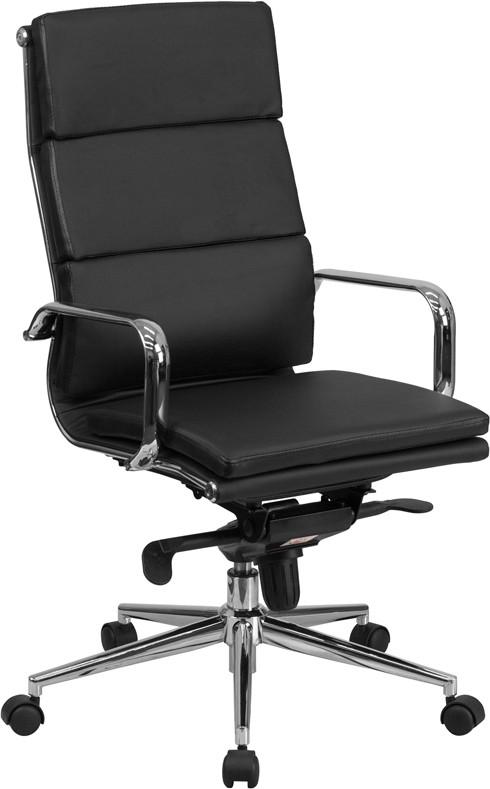 Flash Furniture High Back Black Leather Executive Swivel Office Chair With Synchro-Tilt Mechanism