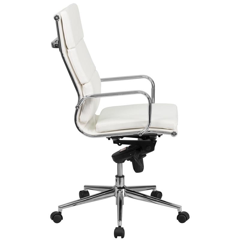 Flash Furniture High Back White Leather Executive Swivel Office Chair With Synchro-Tilt Mechanism