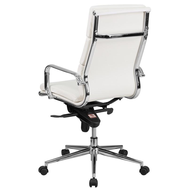 Flash Furniture High Back White Leather Executive Swivel Office Chair With Synchro-Tilt Mechanism
