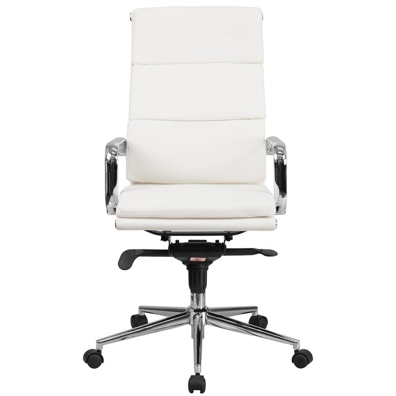 Flash Furniture High Back White Leather Executive Swivel Office Chair With Synchro-Tilt Mechanism