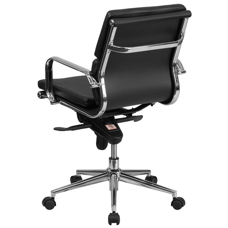 Flash Furniture Mid-Back Black Leather Executive Swivel Office Chair With Synchro-Tilt Mechanism