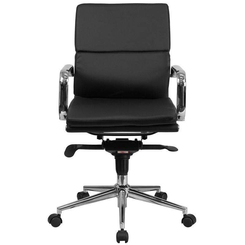 Flash Furniture Mid-Back Black Leather Executive Swivel Office Chair With Synchro-Tilt Mechanism