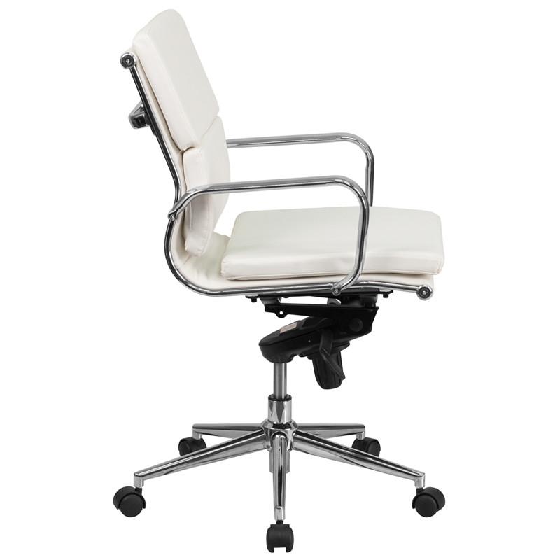 Flash Furniture Mid-Back White Leather Executive Swivel Office Chair With Synchro-Tilt Mechanism